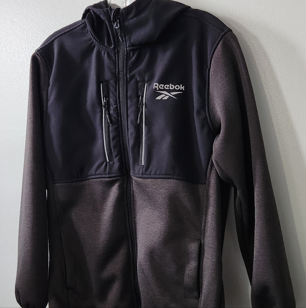 Reebok Boy's Black and Gray Hoodie Jacket Size 14-16 Two Tone